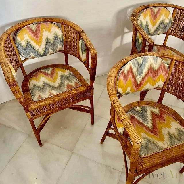 3 Sillones de Mimbre Tapizados