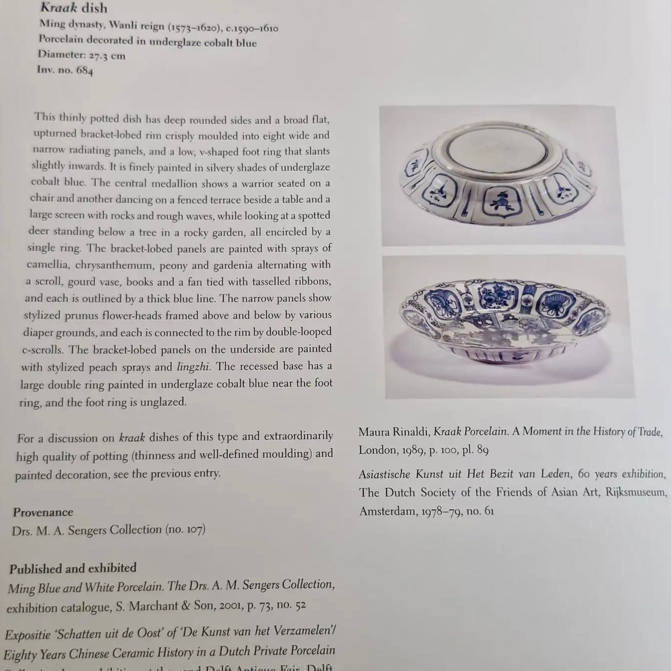 Plato Kraak Ming en Azul Cobalto | Periodo Wanli, 1600