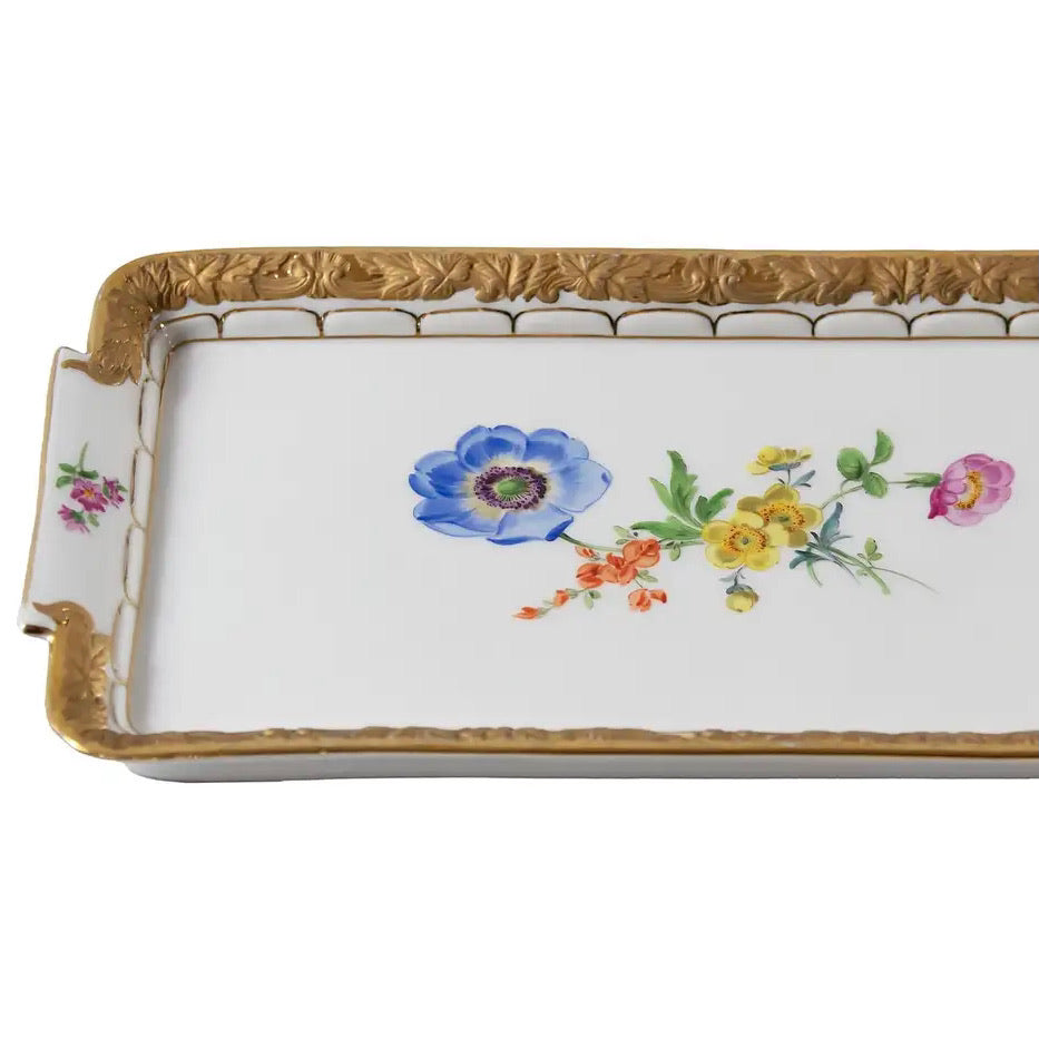 Bandeja de Porcelana Dorada Pintada a Mano, Meissen