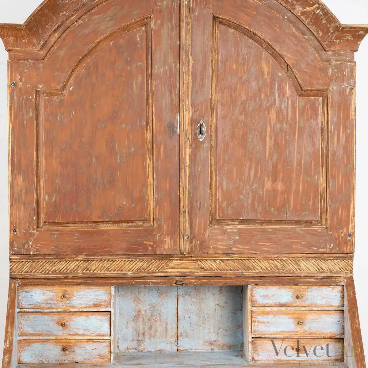 Secretaria de Pino Sueco Pintada del Siglo XIX