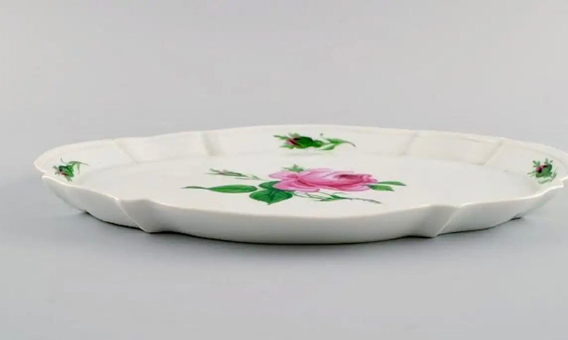 Bandeja de Porcelana con Rosa | Meissen | Alemania, 1920