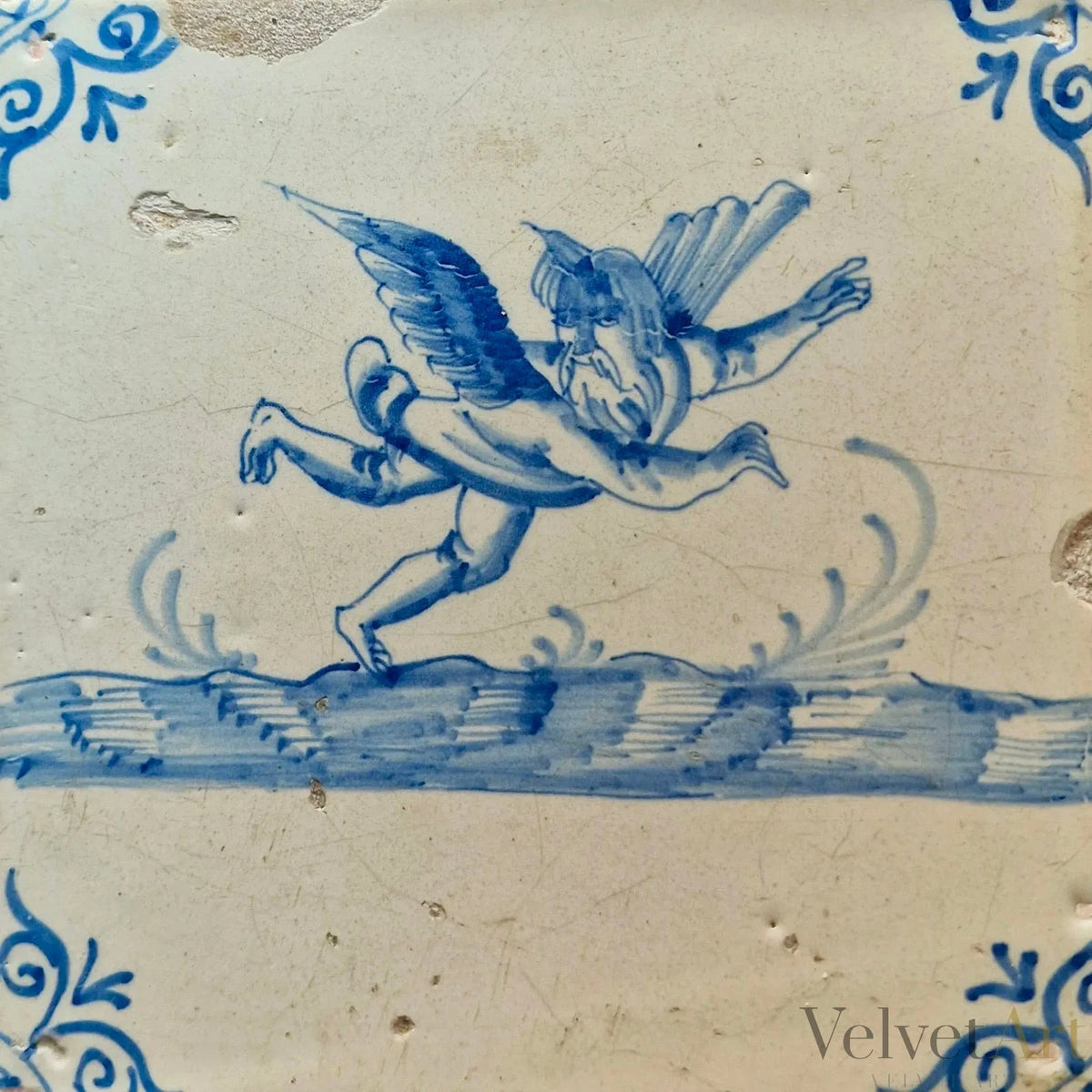 “Ícaro” | Azulejo Azul de Delft de 1640 | Siglo XVII