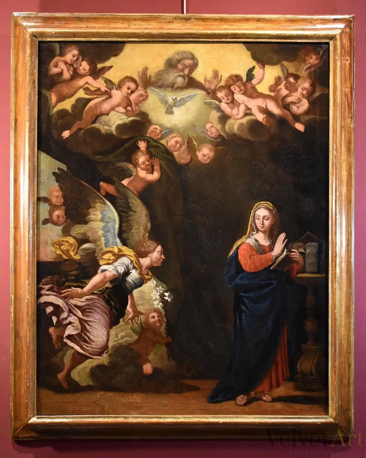 "La Anunciación" de Bonini | Óleo sobre Lienzo | Siglo XVII
