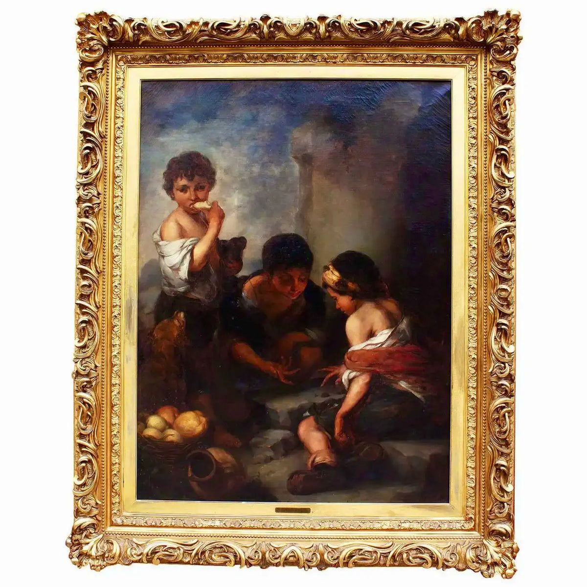 Niños Mendigos Jugando a los Dados Según Murillo