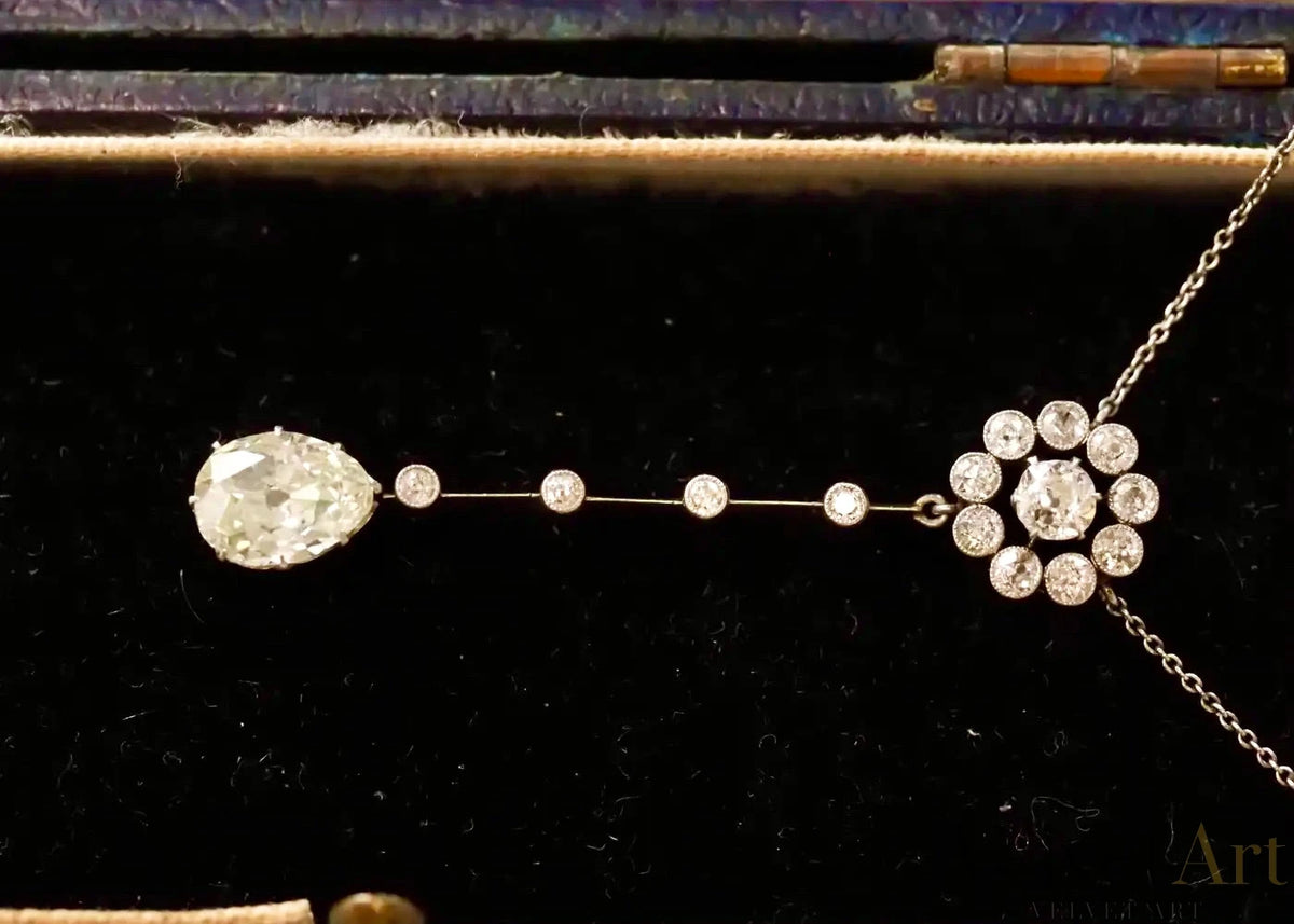 Colgante Eduardiano de Oro Amarillo, Platino y Diamantes de 1900