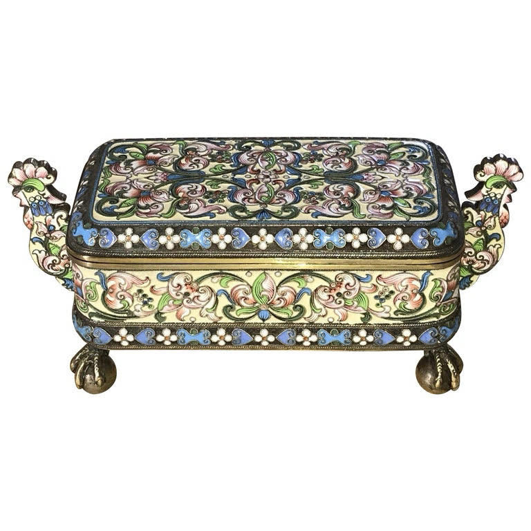 Cofre de esmalte Cloisonné de Rusia Imperial, 1850