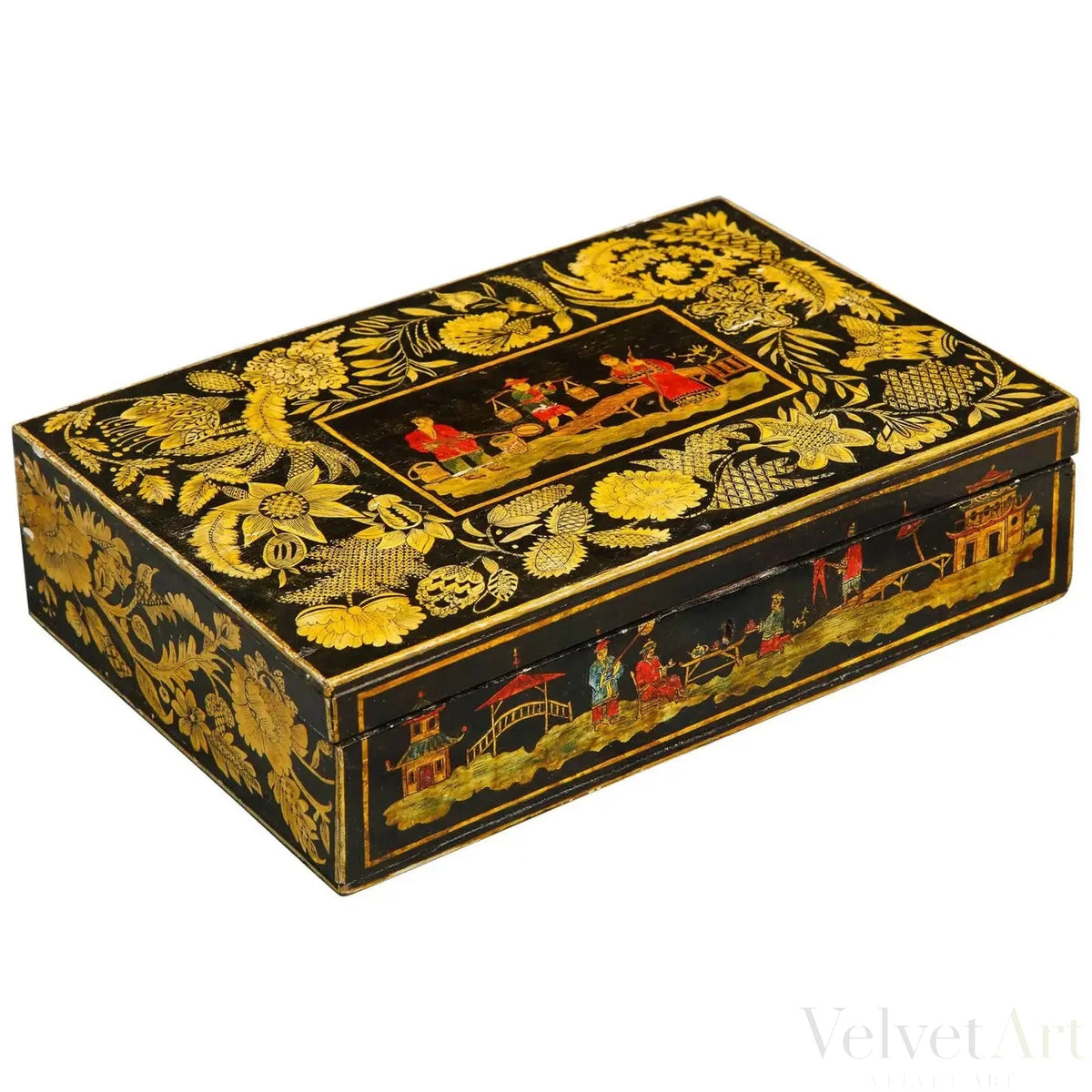 Caja para Plumas | Decoración Chinoiserie | Estilo Regencia | Inglaterra, 1820