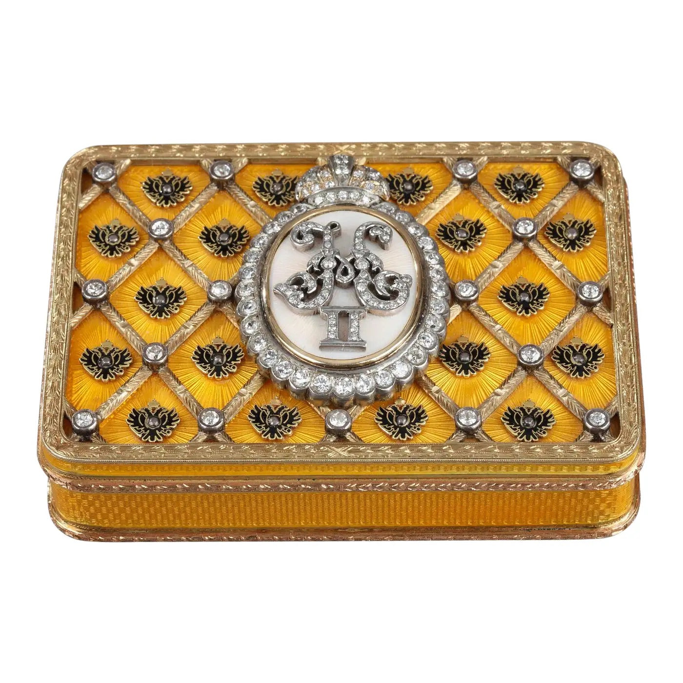 Fabergé 1900 Caja de Rapé de la Coronación del Zar Nicolás II