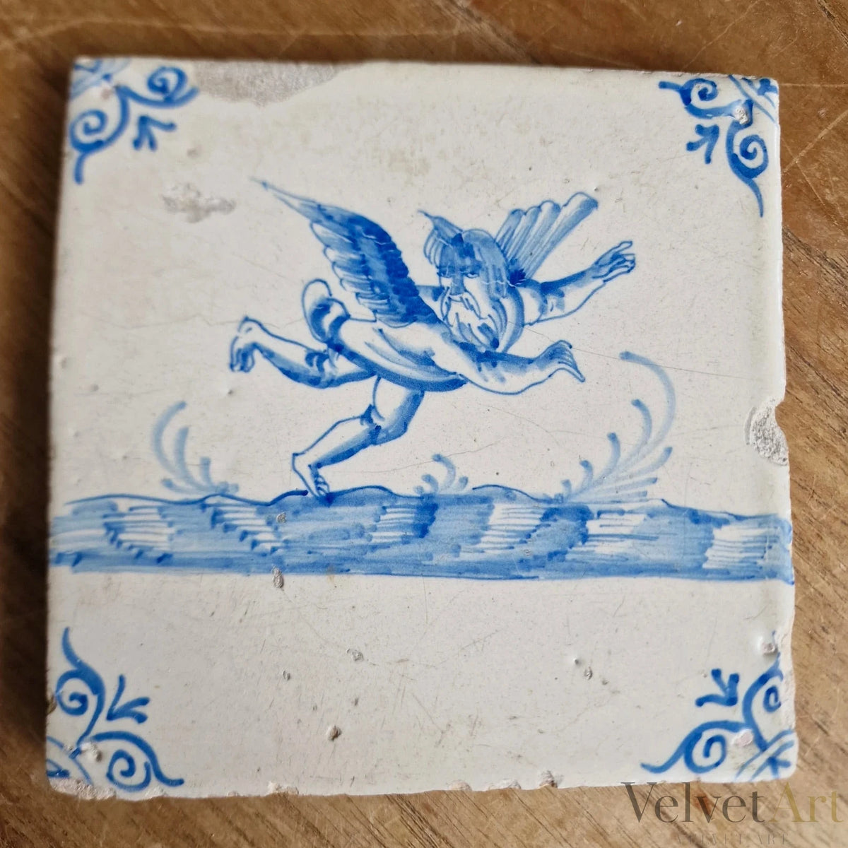 “Ícaro” | Azulejo Azul de Delft de 1640 | Siglo XVII