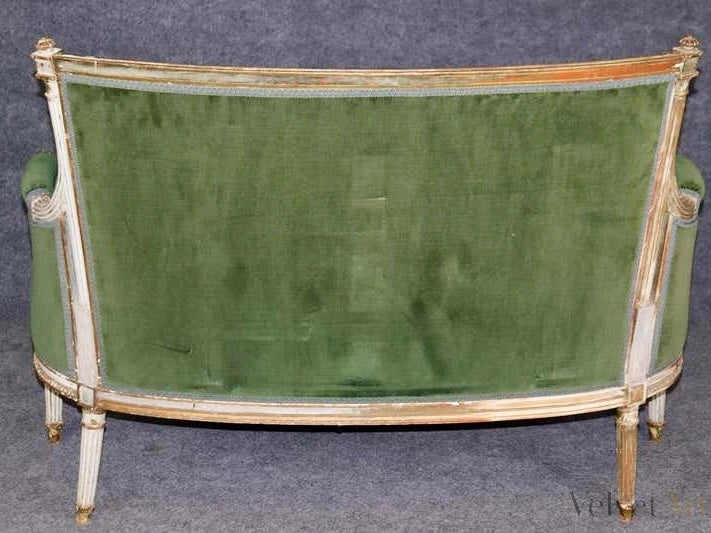 Sofás de Terciopelo Verde Estilo Luis XVI, Francia, 1890 – vista 5 de 8