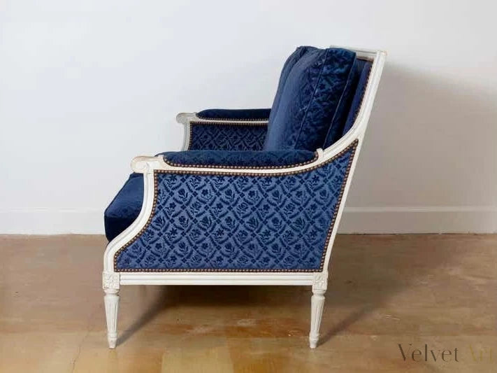 Sofá Azul Tapizado, Estilo Luis XVI, Francia Siglo XIX – vista 3 de 5
