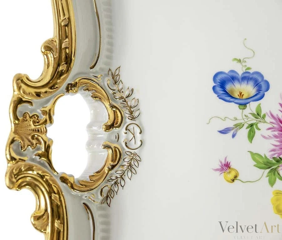 Plato de Porcelana Dorada Meissen Pintado a Mano – vista 3 de 4