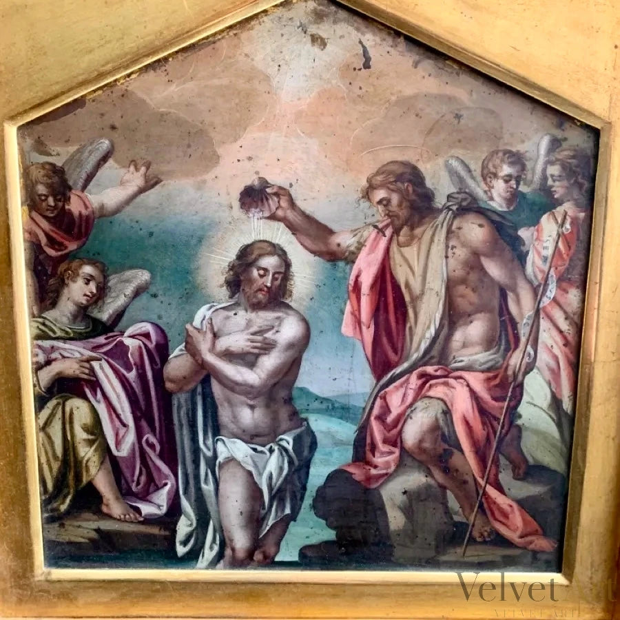 “El Bautismo de Cristo” | Óleo sobre Cobre | Siglo XVIII
