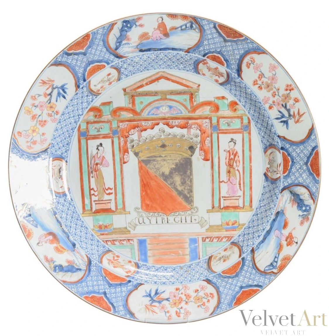 Plato de Porcelana China Armorial Imari | Escudo de Armas Utrech | Siglo XVIII