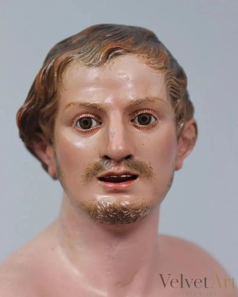 Círculo de Giuseppe Sanmartino, Escultura Napolitana en Madera Tallada y Policromada, Siglo XVIII – vista 5 de 15