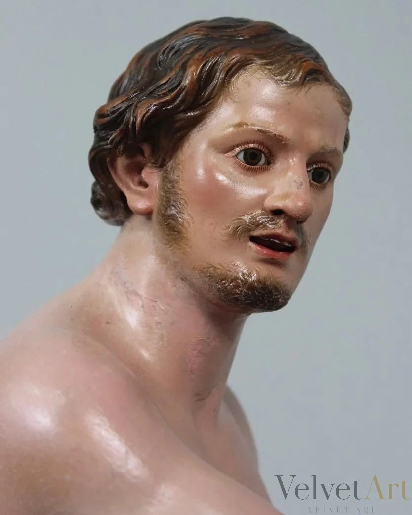 Círculo de Giuseppe Sanmartino, Escultura Napolitana en Madera Tallada y Policromada, Siglo XVIII – vista 6 de 15