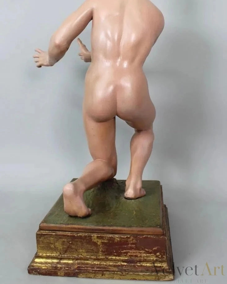 Círculo de Giuseppe Sanmartino, Escultura Napolitana en Madera Tallada y Policromada, Siglo XVIII – vista 12 de 15