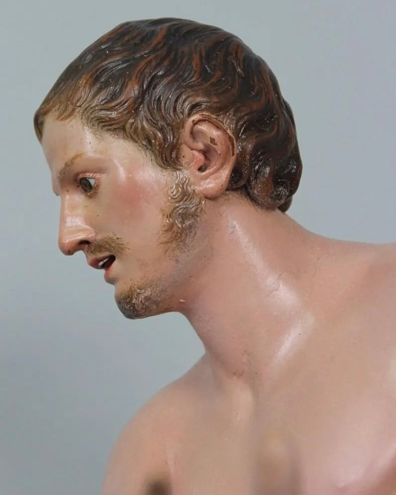 Círculo de Giuseppe Sanmartino | Escultura Napolitana en Madera Tallada y Policromada, Siglo XVIII