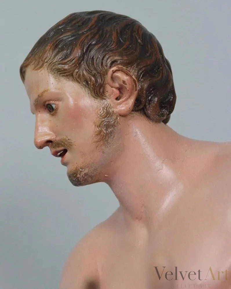 Círculo de Giuseppe Sanmartino, Escultura Napolitana en Madera Tallada y Policromada, Siglo XVIII – vista 7 de 15