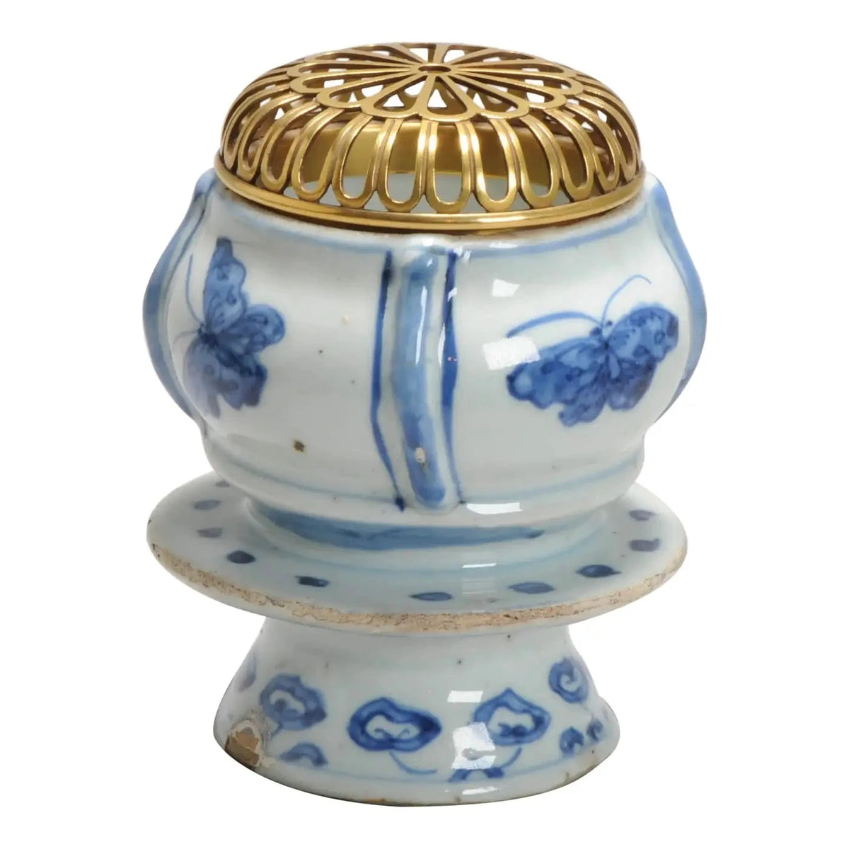 Incensario de Porcelana China, Periodo Ming/Tianqi, Siglo XVII