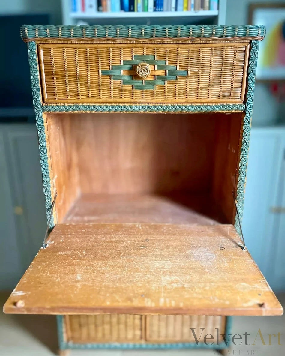 Armario Escritorio Vintage de Mimbre y Ratán – vista 3 de 6