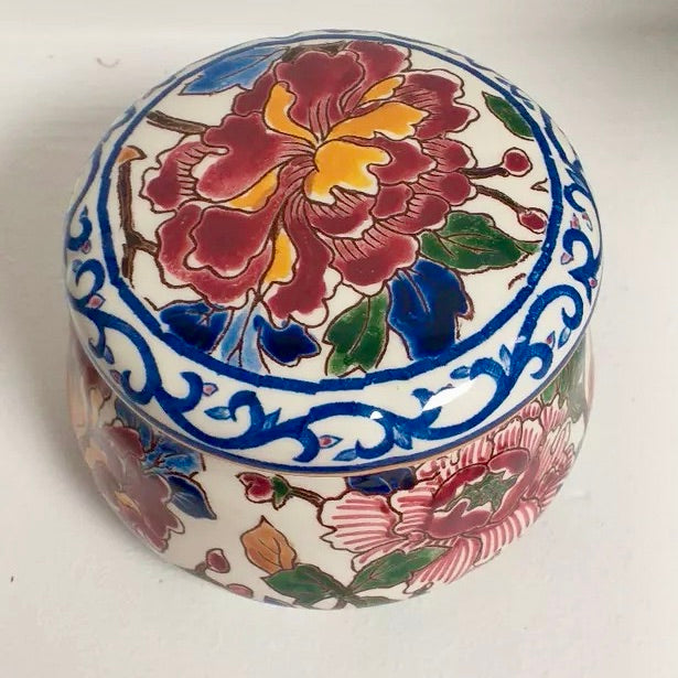 Bombonera de Cerámica Gien Peonía | Loza Francesa Vintage