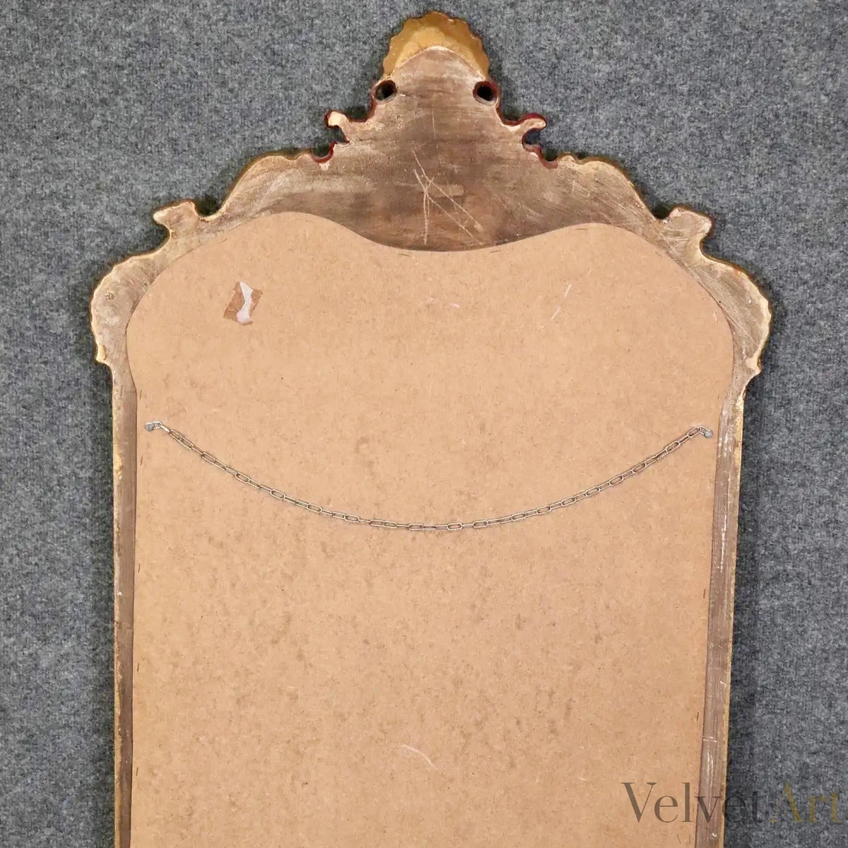 Espejo Rojo Chinoiserie Tallado en Dorado de 1950 – vista 8 de 8