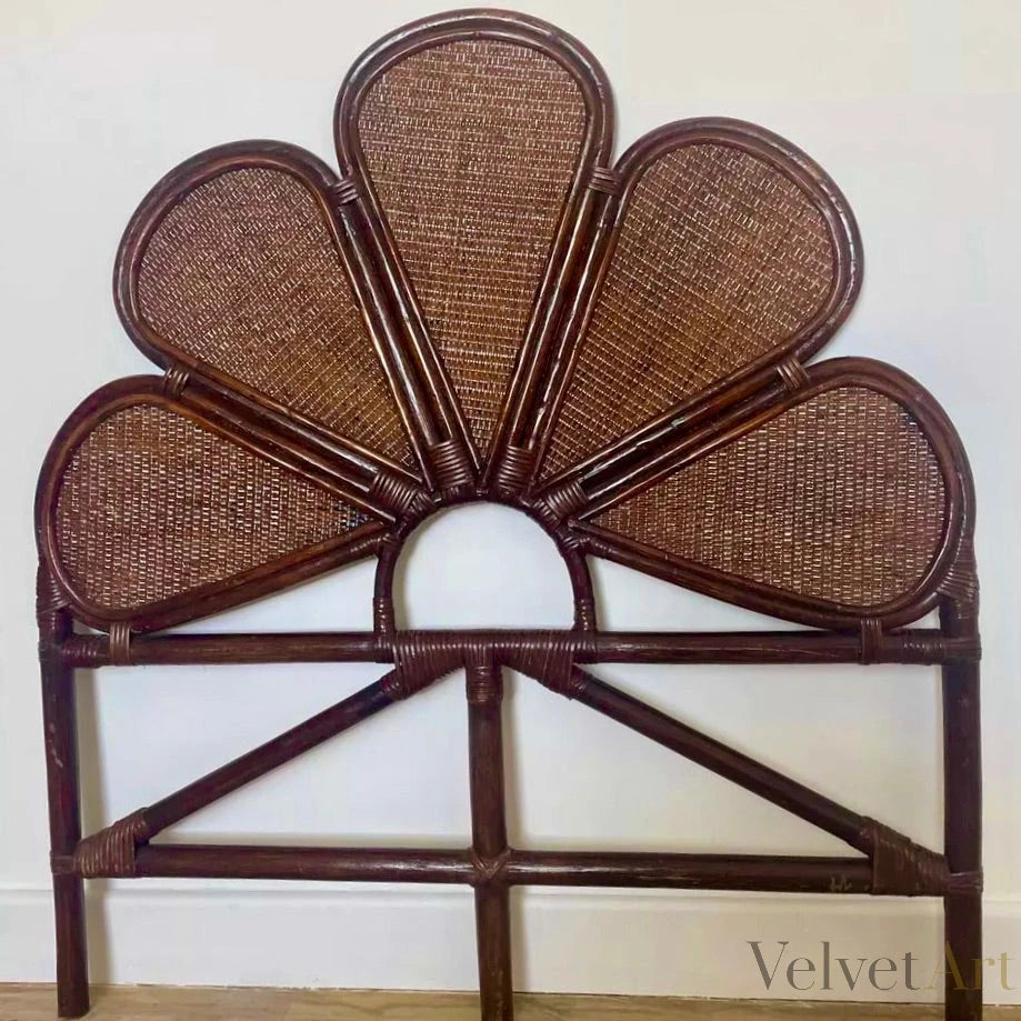 Cabecero de Ratán Marrón con Forma de Flor – vista 3 de 4