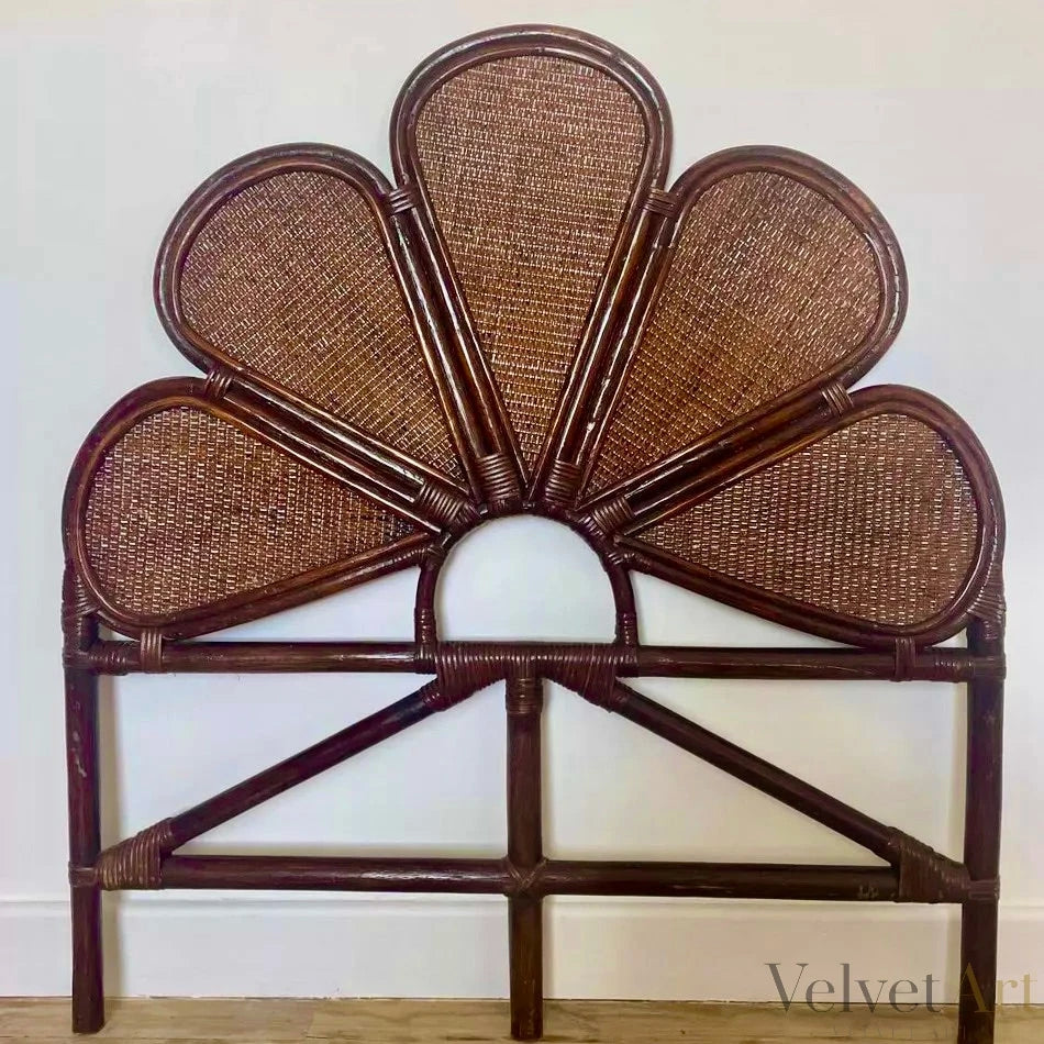 Cabecero de Ratán Marrón con Forma de Flor – vista 2 de 4
