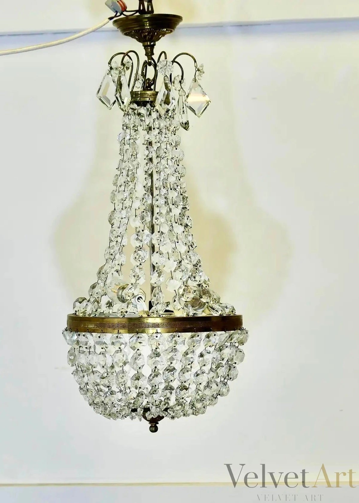 Araña de Estilo Imperio Francés en Cristal y Latón, 1930 – vista 3 de 7