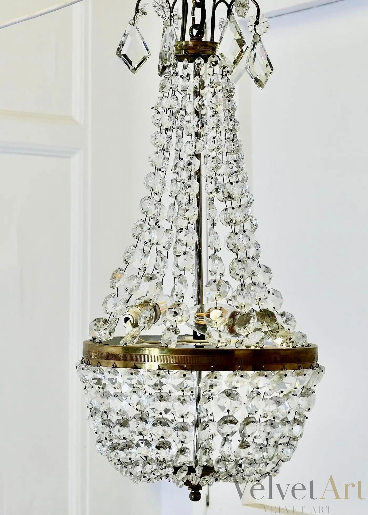 Araña de Estilo Imperio Francés en Cristal y Latón, 1930 – vista 6 de 7