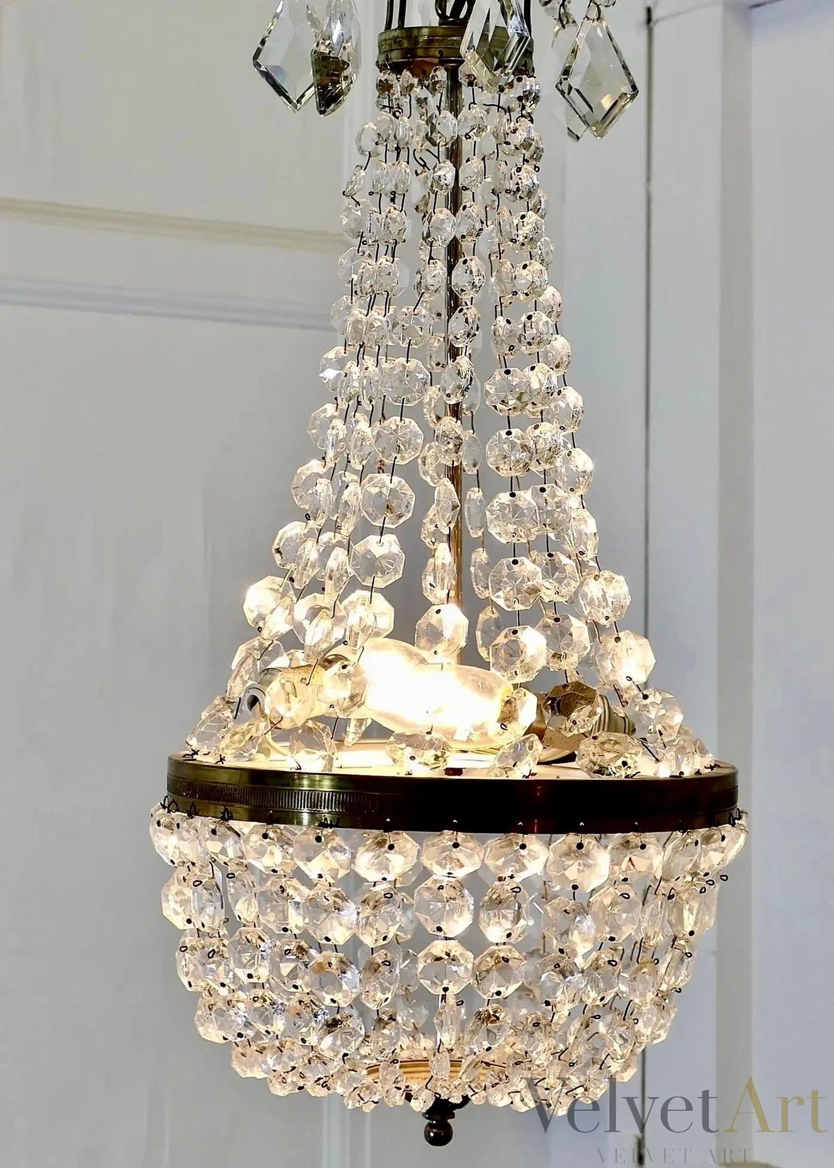 Araña de Estilo Imperio Francés en Cristal y Latón, 1930 – vista 5 de 7