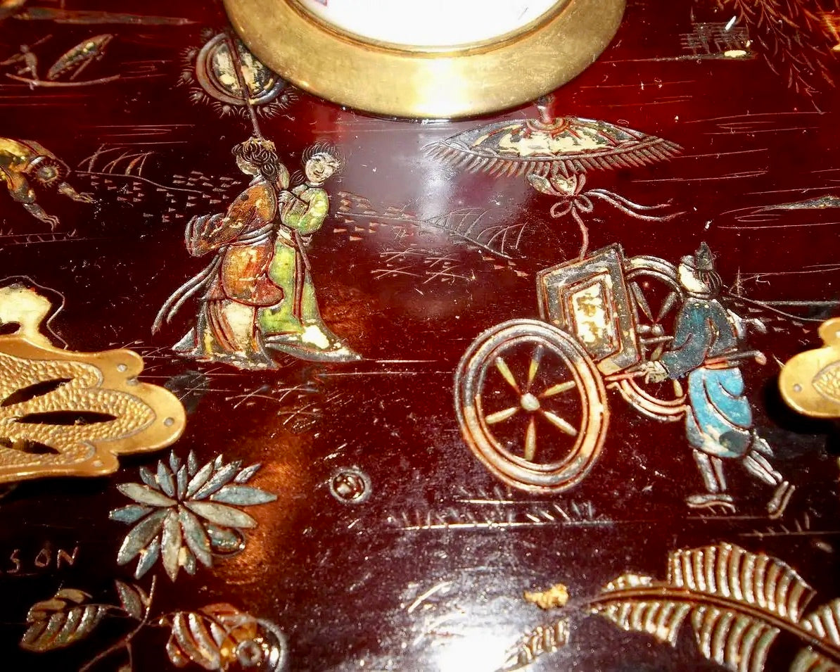 Tintero Chinoiserie Lacado Estilo Luis XV, 1860