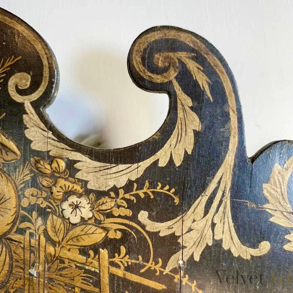 Espejo Francés Chinoiserie Lacado en Negro, Estilo Napoleón III, Siglo XIX – vista 9 de 9