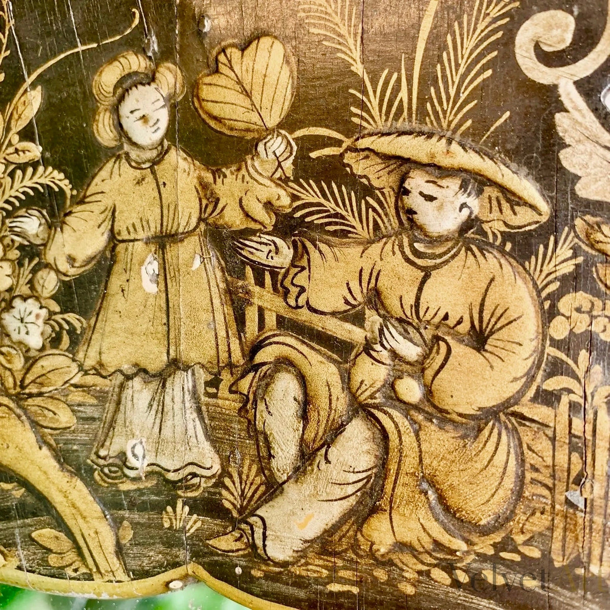 Espejo Francés Chinoiserie Lacado en Negro, Estilo Napoleón III, Siglo XIX – vista 8 de 9
