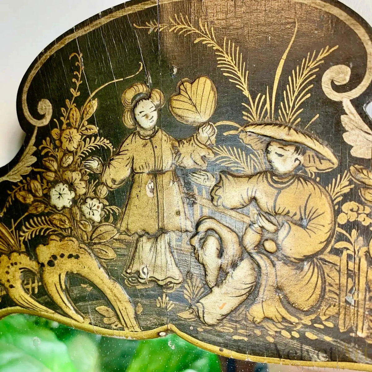Espejo Francés Chinoiserie Lacado en Negro, Estilo Napoleón III, Siglo XIX – vista 7 de 9