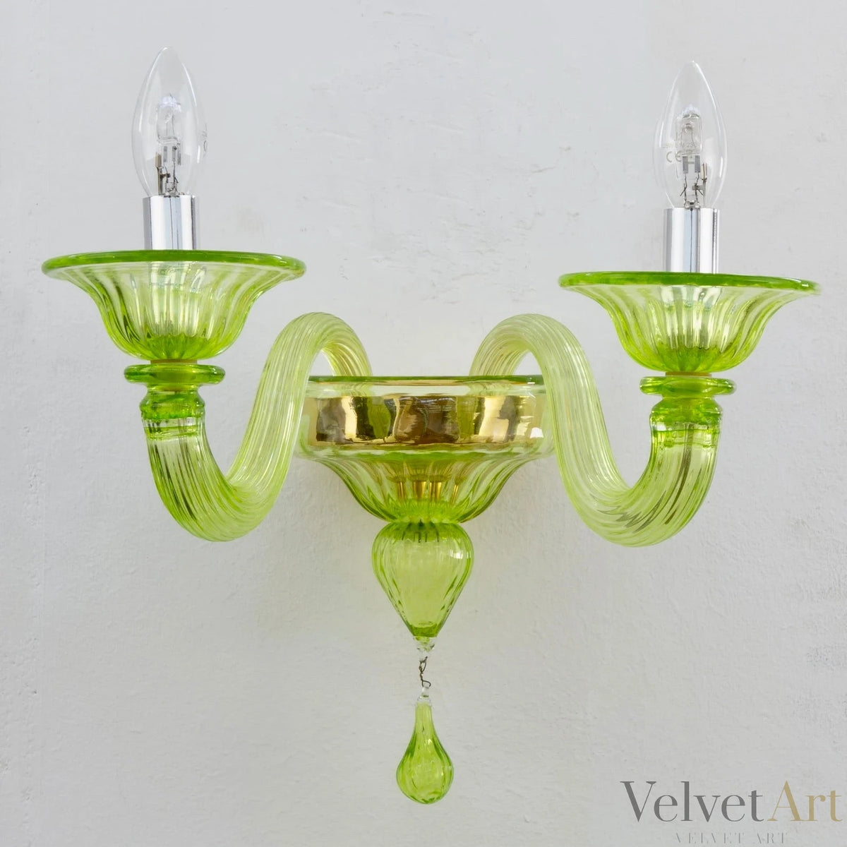 Aplique de Cristal de Murano Verde | Italia, Años 50