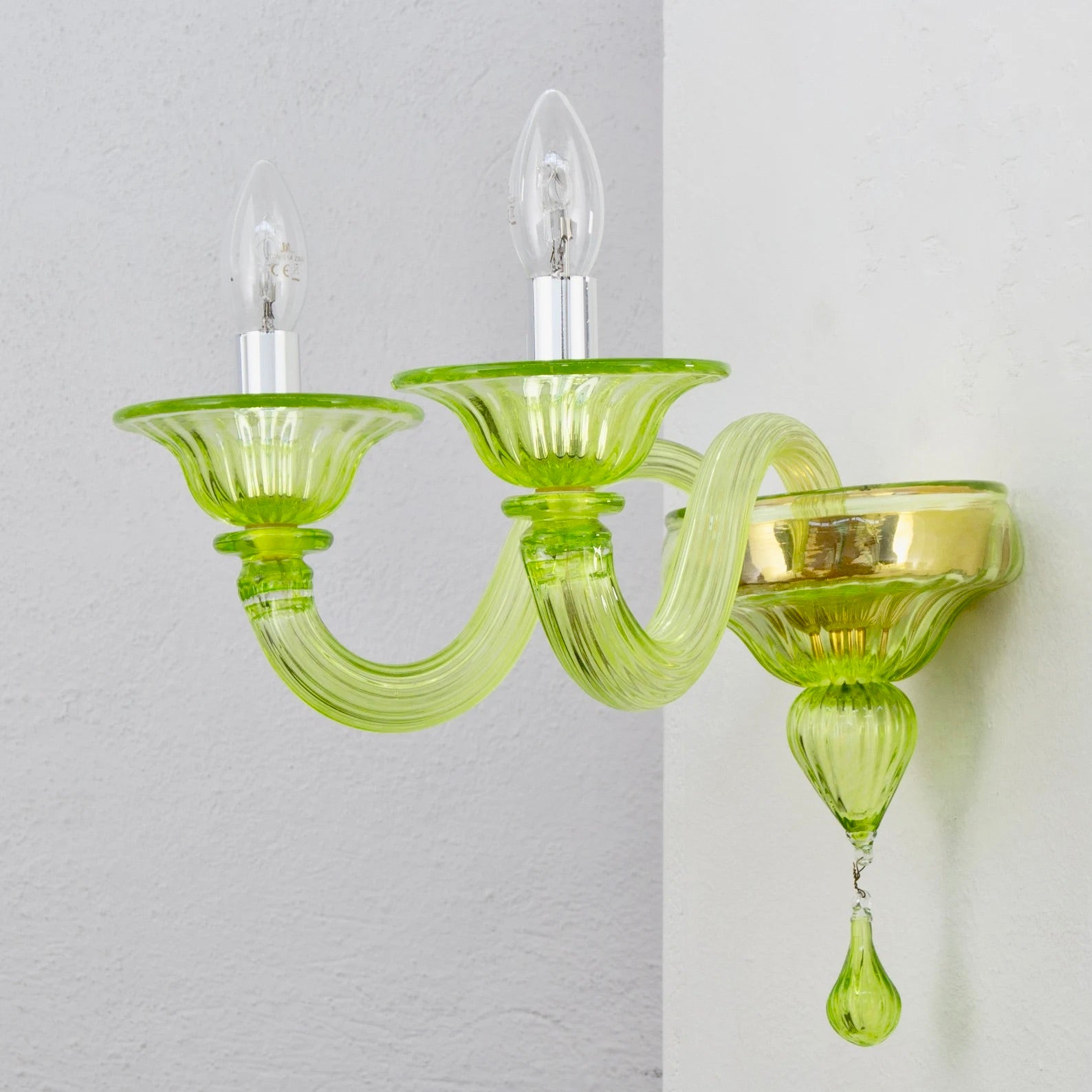 Aplique de Cristal de Murano Verde | Italia, Años 50