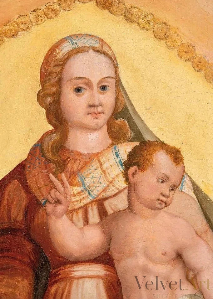 La Virgen del Rosario con Santo Domingo y Santa Catalina | Escuela Castellana, Siglo XVI