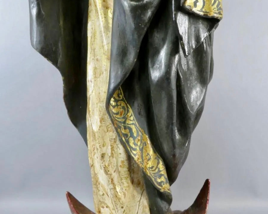 Escuela Valenciana, Siglo XVII | Virgen con Niño | Talla en Madera Dorada