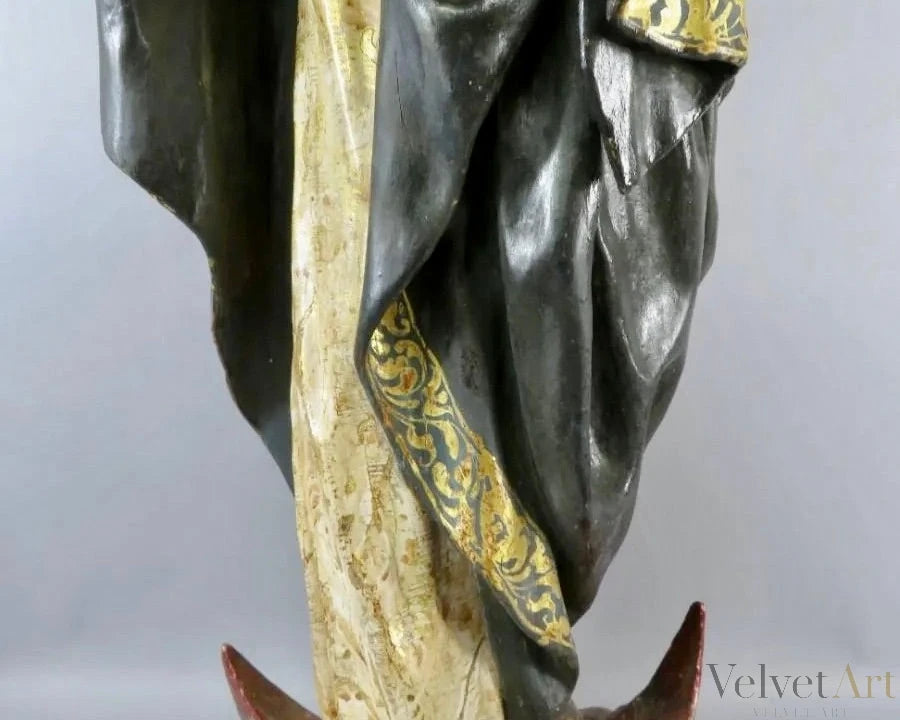 Escuela Valenciana, Siglo XVII | Virgen con Niño | Talla en Madera Dorada