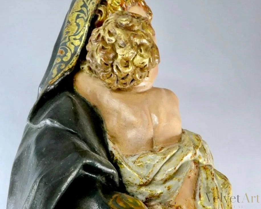 Escuela Valenciana, Siglo XVII | Virgen con Niño | Talla en Madera Dorada