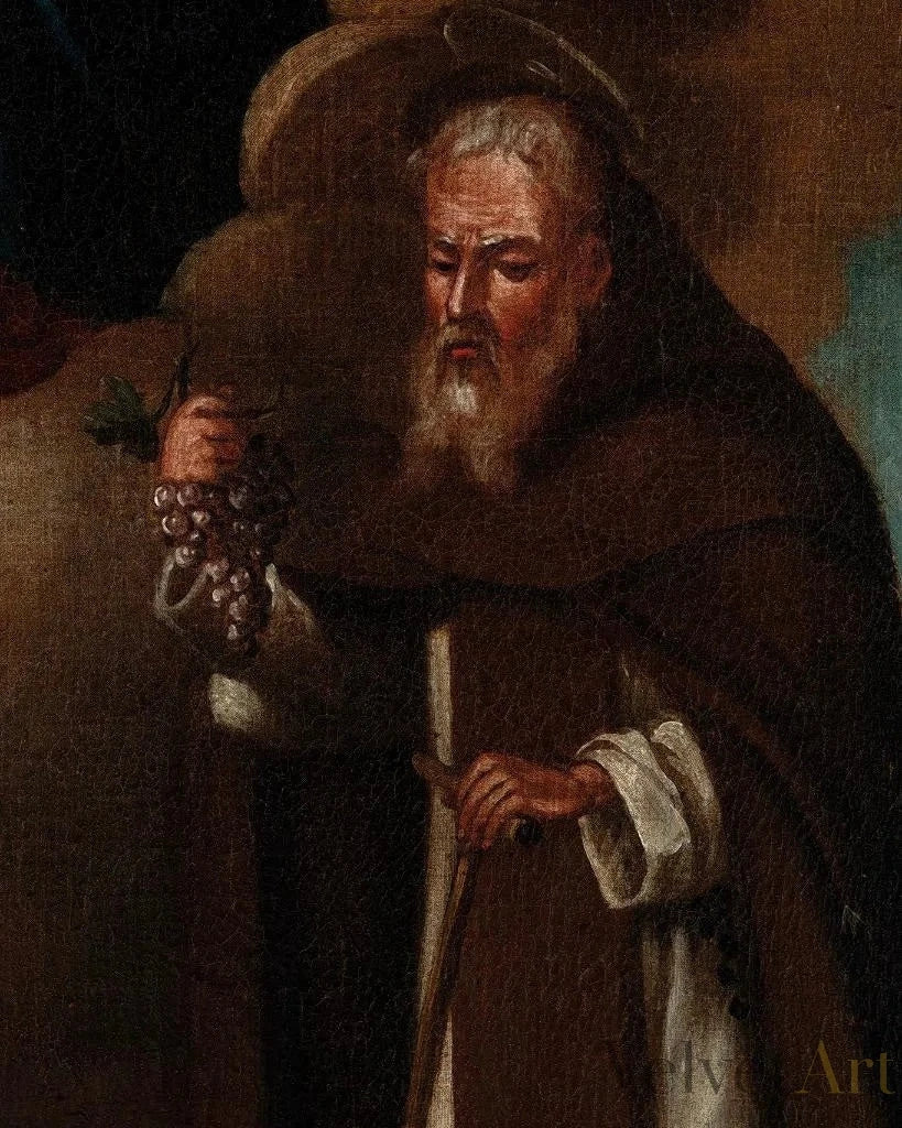 “Virgen del Rosario con San Antonio de Padua y San Antonio Abad” | Escuela Española, Siglo XVII