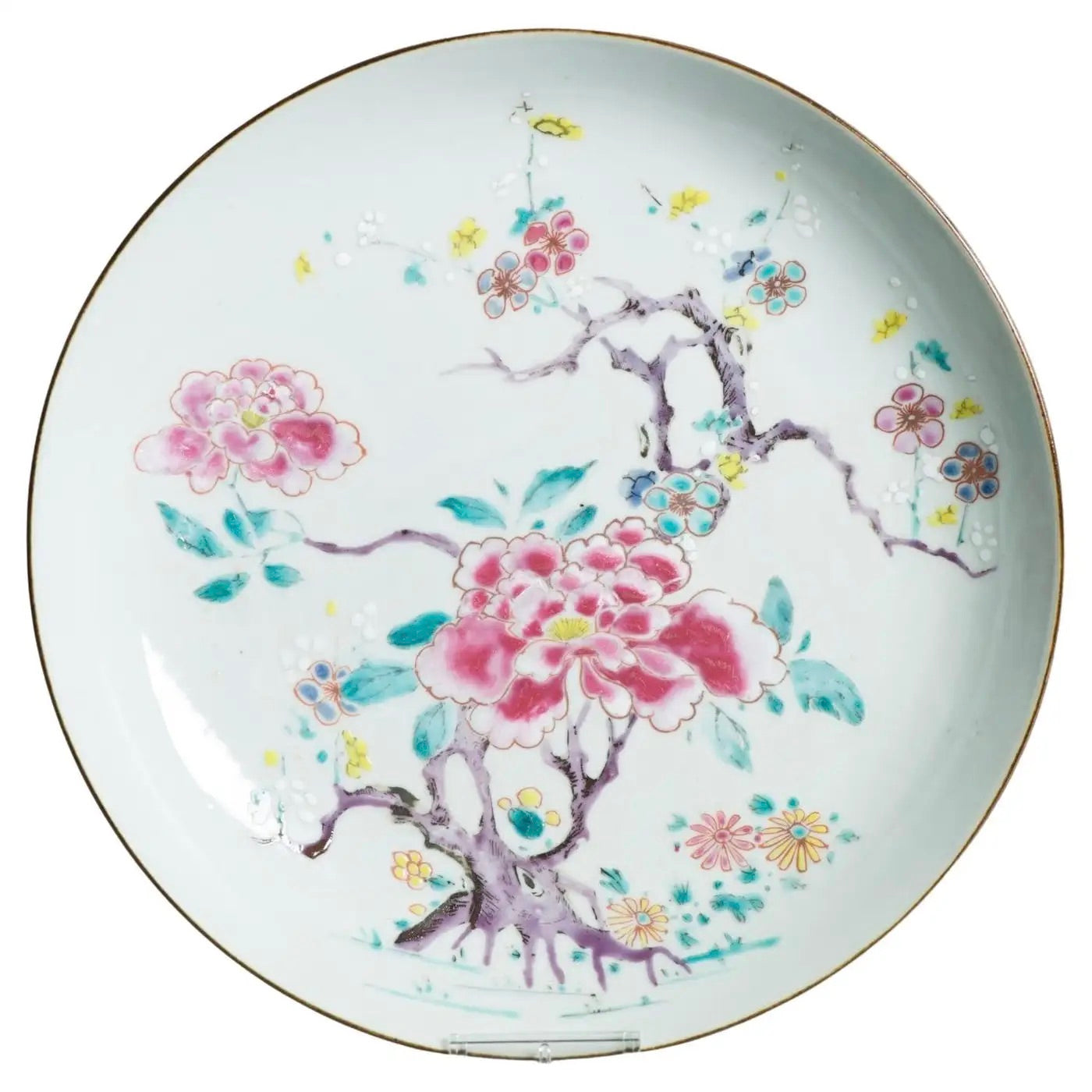 Plato de Porcelana China Yongzheng | Famille Rose, Siglo XVIII