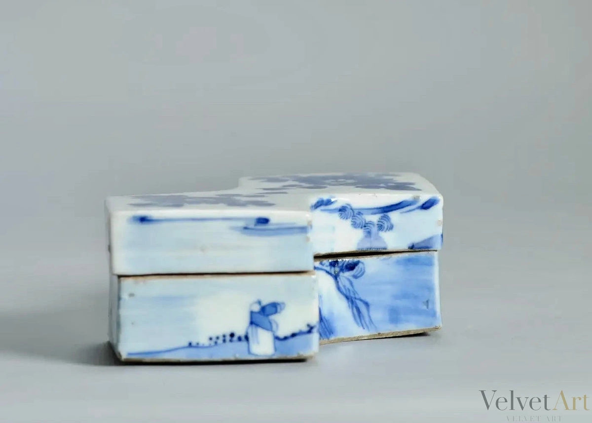 Caja de Porcelana Azul y Blanca para Tinta | Periodo Ming, Siglo XVII