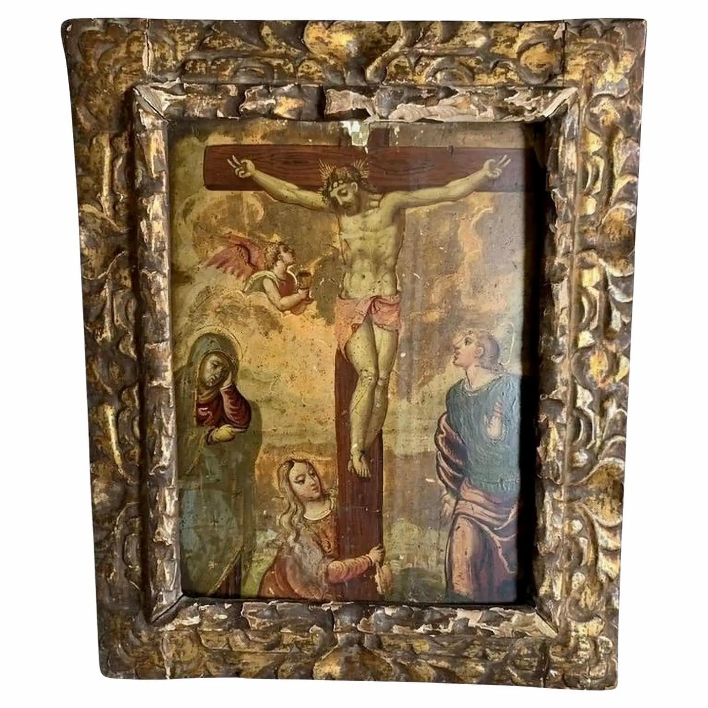 Escuela Italiana del Siglo XVI | “Cristo Crucificado con la Virgen, San Juan y María Magdalena”