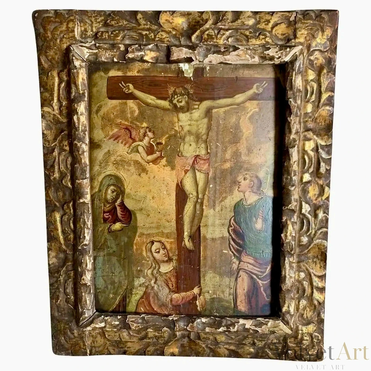 Escuela Italiana del Siglo XVI | “Cristo Crucificado con la Virgen, San Juan y María Magdalena”