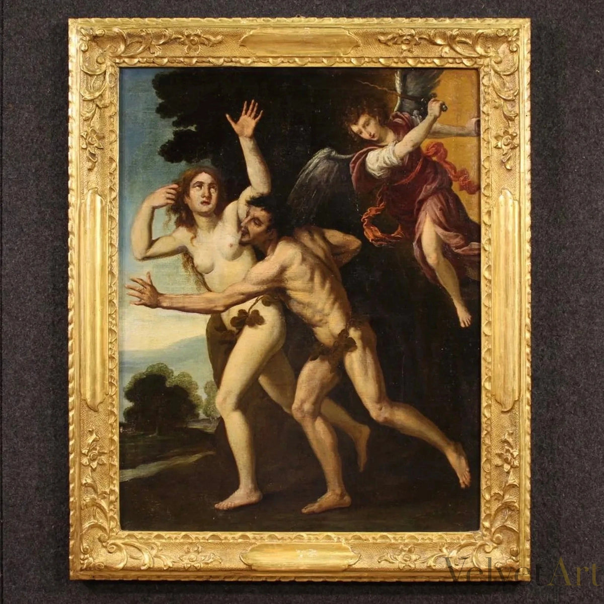 Escuela Italiana, Siglo XVII | “La Expulsión de Adán y Eva del Jardín del Edén”