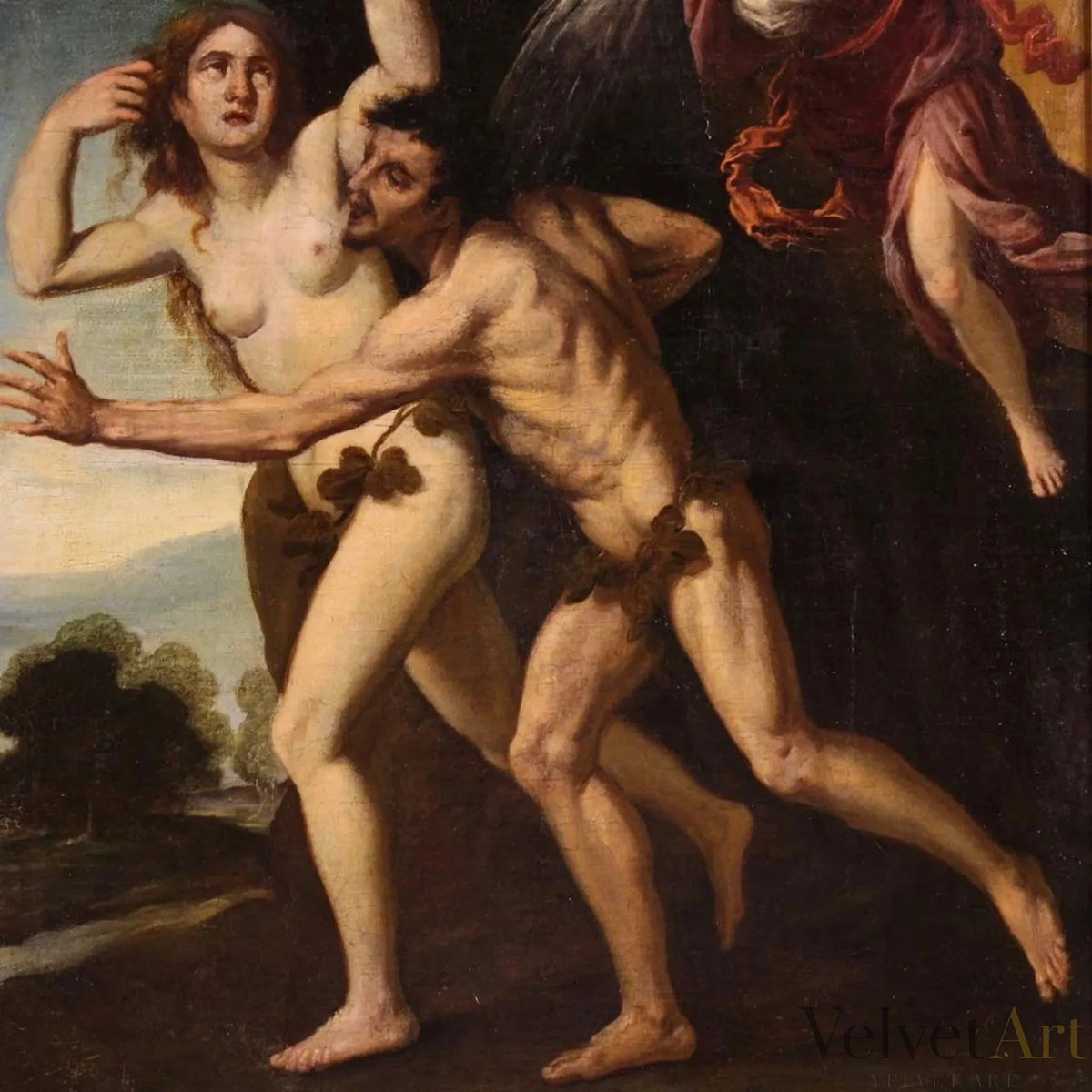 Escuela Italiana, Siglo XVII | “La Expulsión de Adán y Eva del Jardín del Edén”