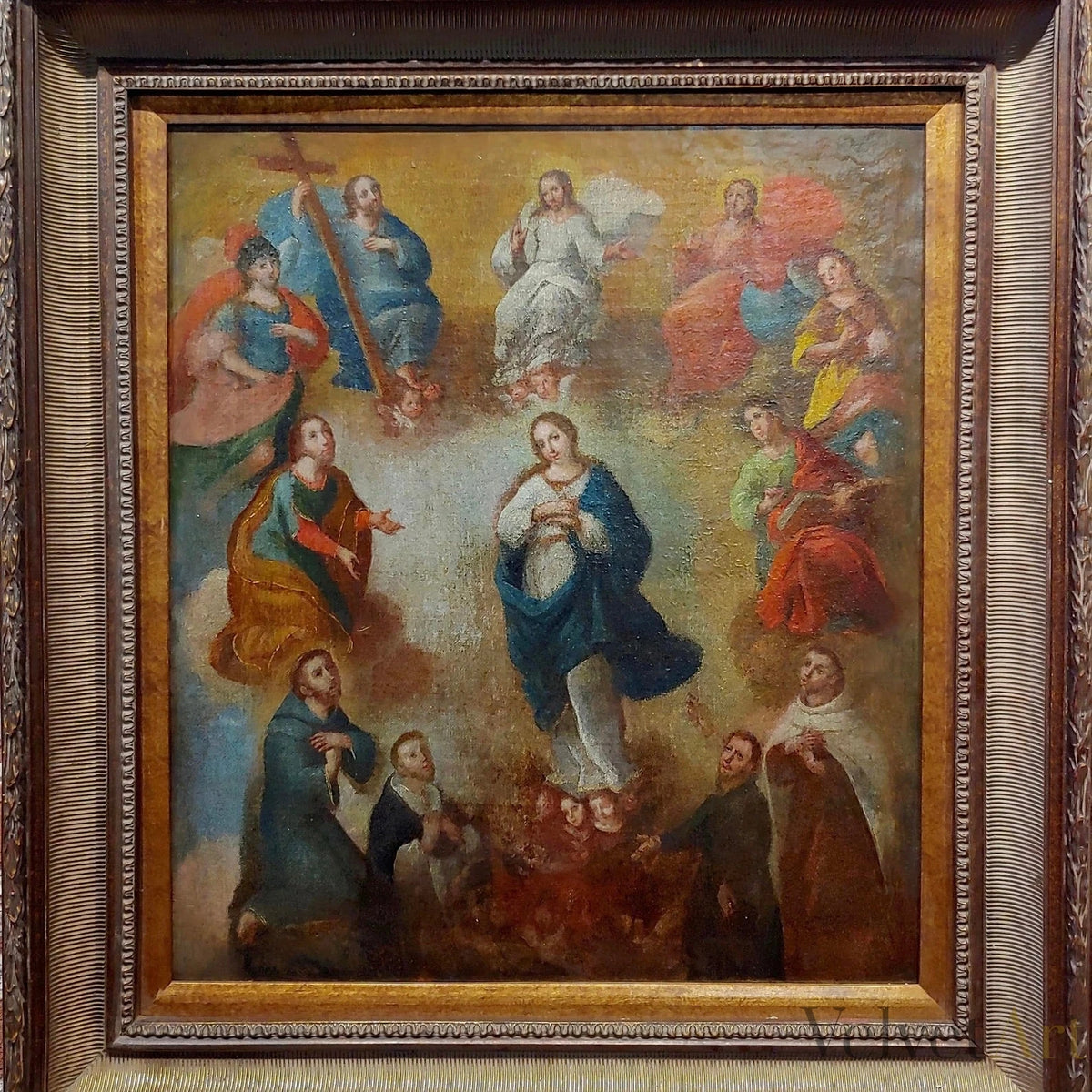 “Madonna rodeada de santos”| Italia Siglo XVII